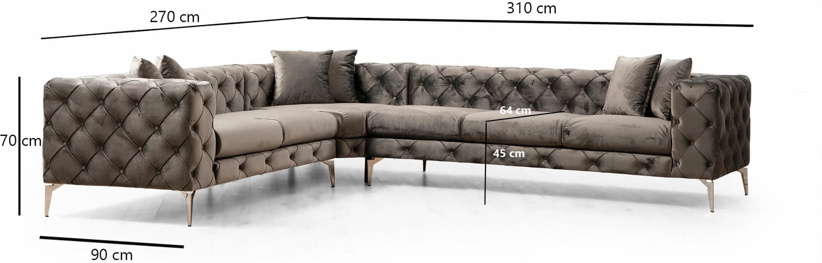 Kënd-sofë Atelier del Sofa, Como majtas, antracit
