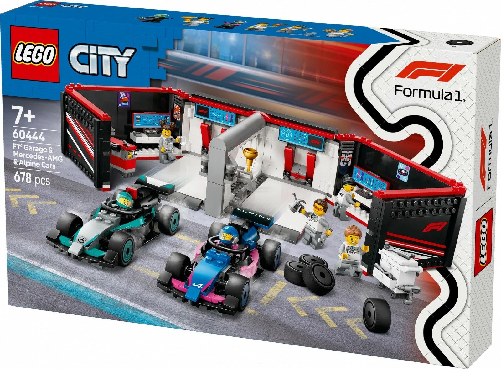 Set ndërtimi LEGO City 60444, F1 Garage & Mercedes-AMG dhe Alpine Race Cars, 678 pjesë