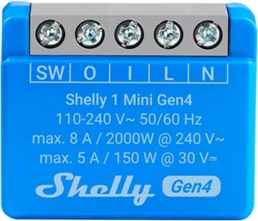 Smart switch Shelly 1 Mini Gen4, 2 copë, Kaltër