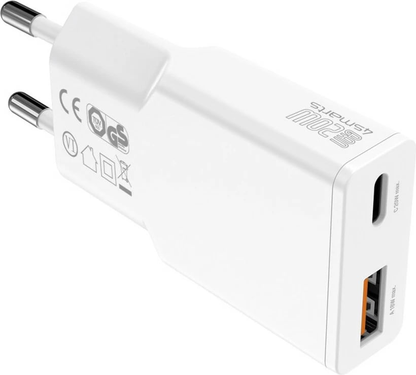Karikues universal 4smarts 541509, 20W, 1.5m, Type-C në Type-C, i bardhë