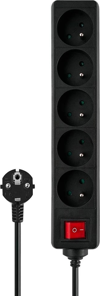 Prizë zgjatuese Savio LZ-02, 5 dalje, 3m, e zezë