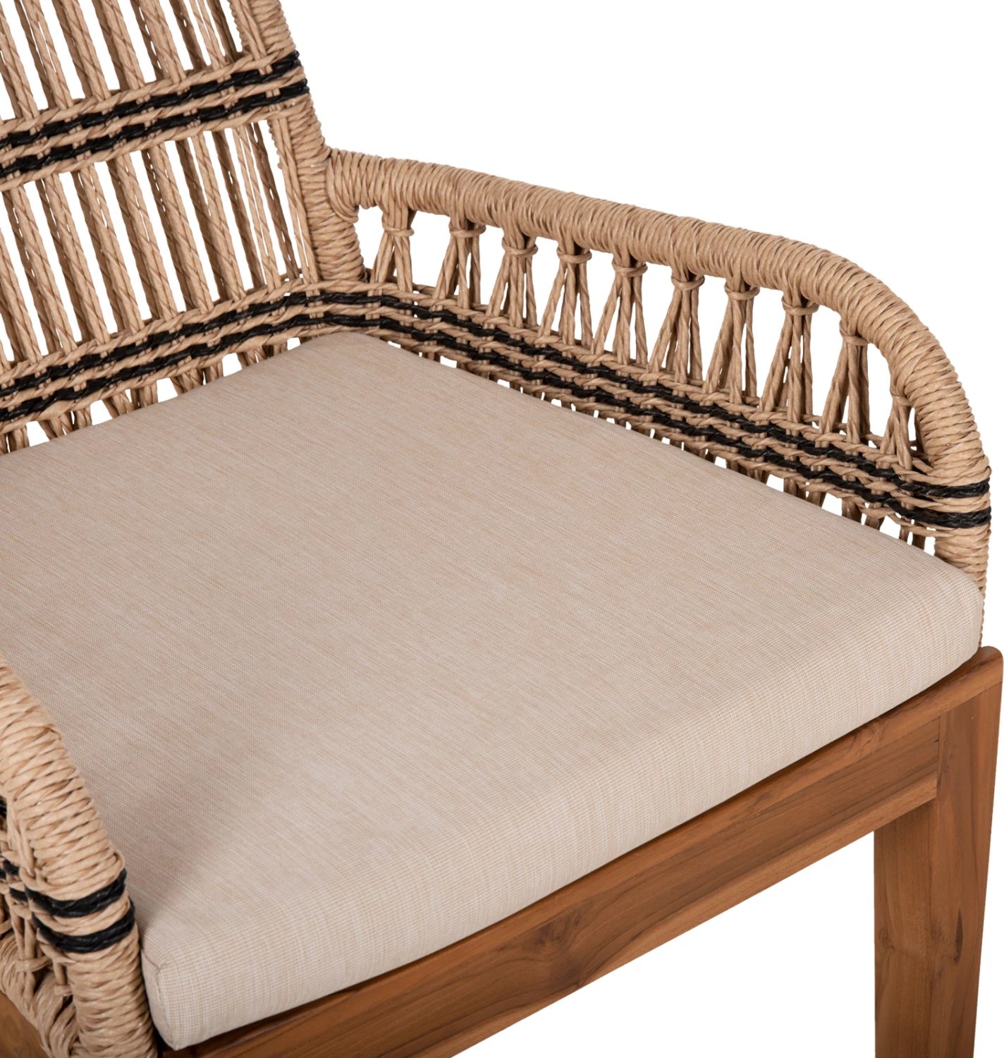 Karrige me krahë STARDOM, dru tik dhe litar, ngjyrë natyrale me detaje antraciti, FH9760.02, 57x65x83cm