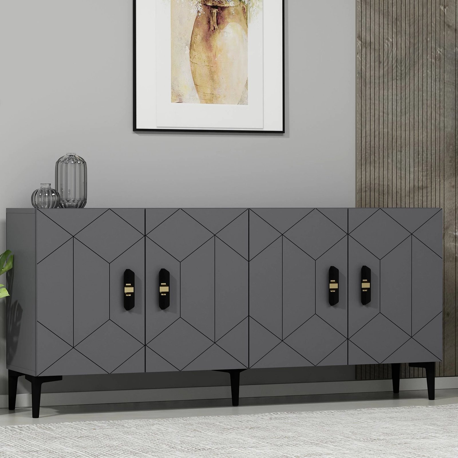 Konsol Skye Decor, ngjyrë antracit, Cross KB150