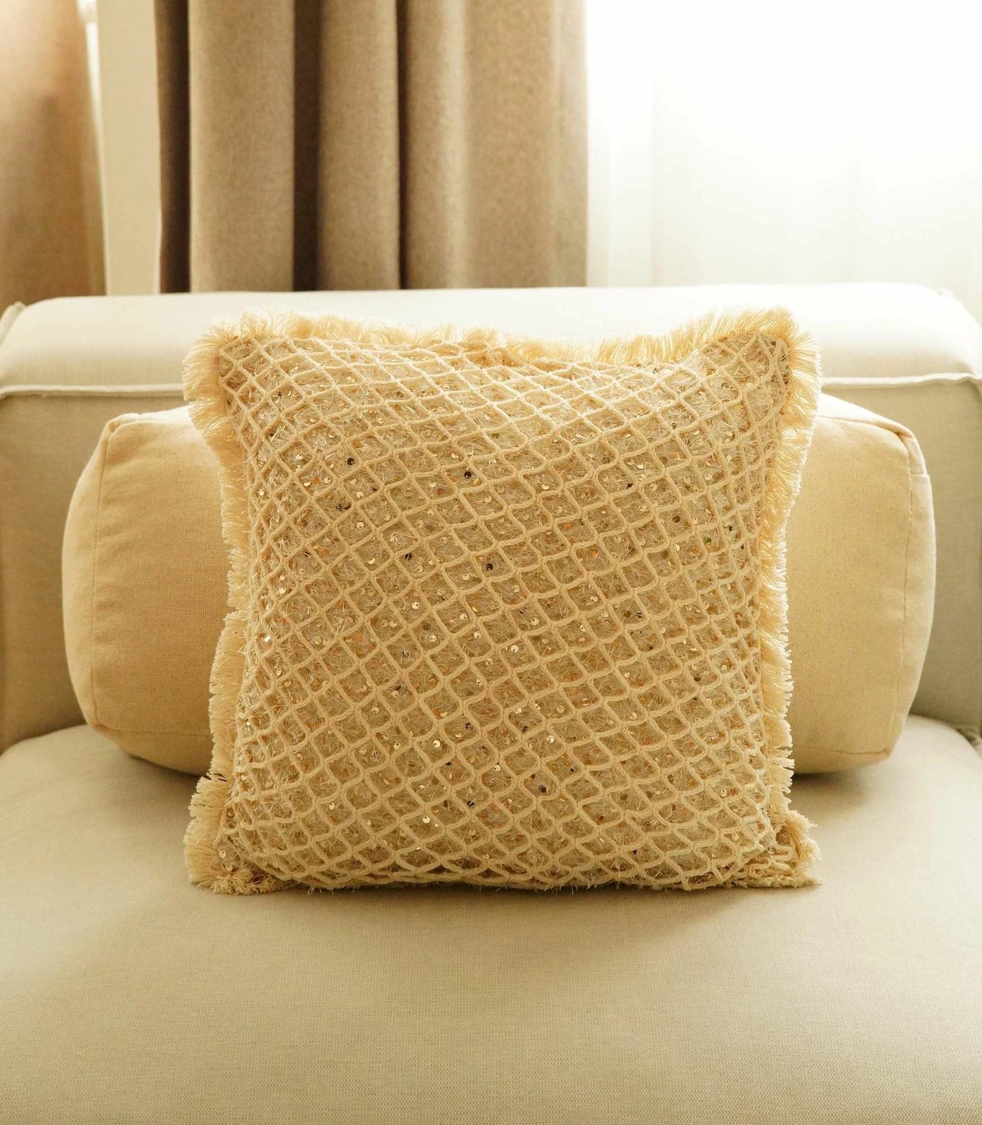 Jastëkëmbulesë bezhë Evila Originals, KET007, 43x43cm