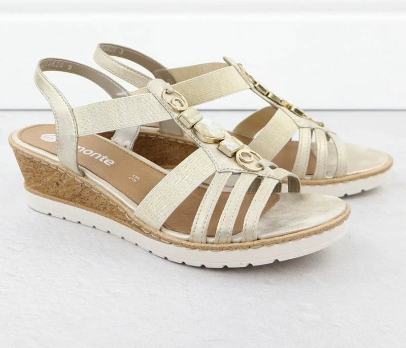 Sandale platforme femra Remonte R6264-91, të arta