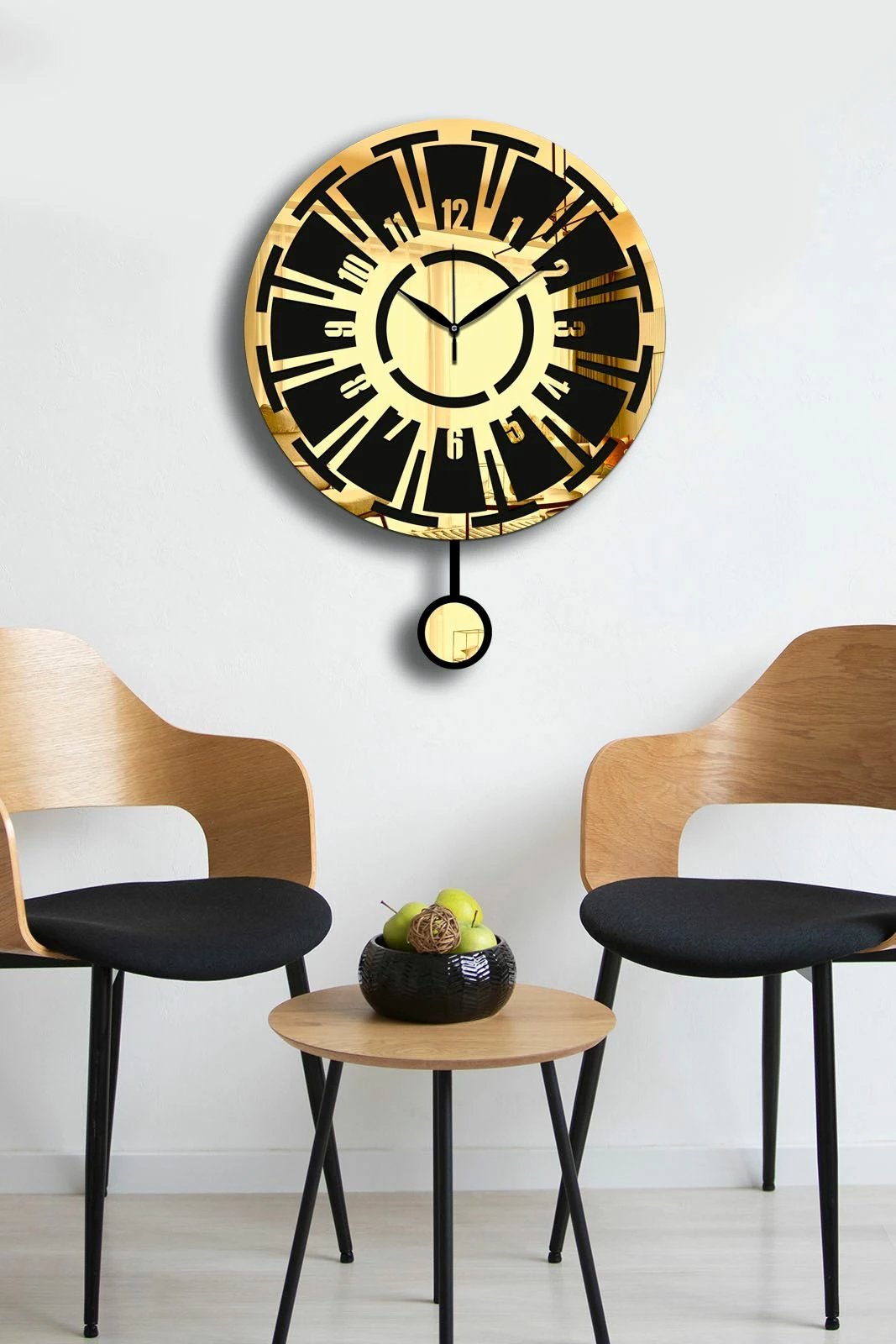 Orë muri dekorative Wallity, ngjyrë ari e zezë, Vlnt114Al