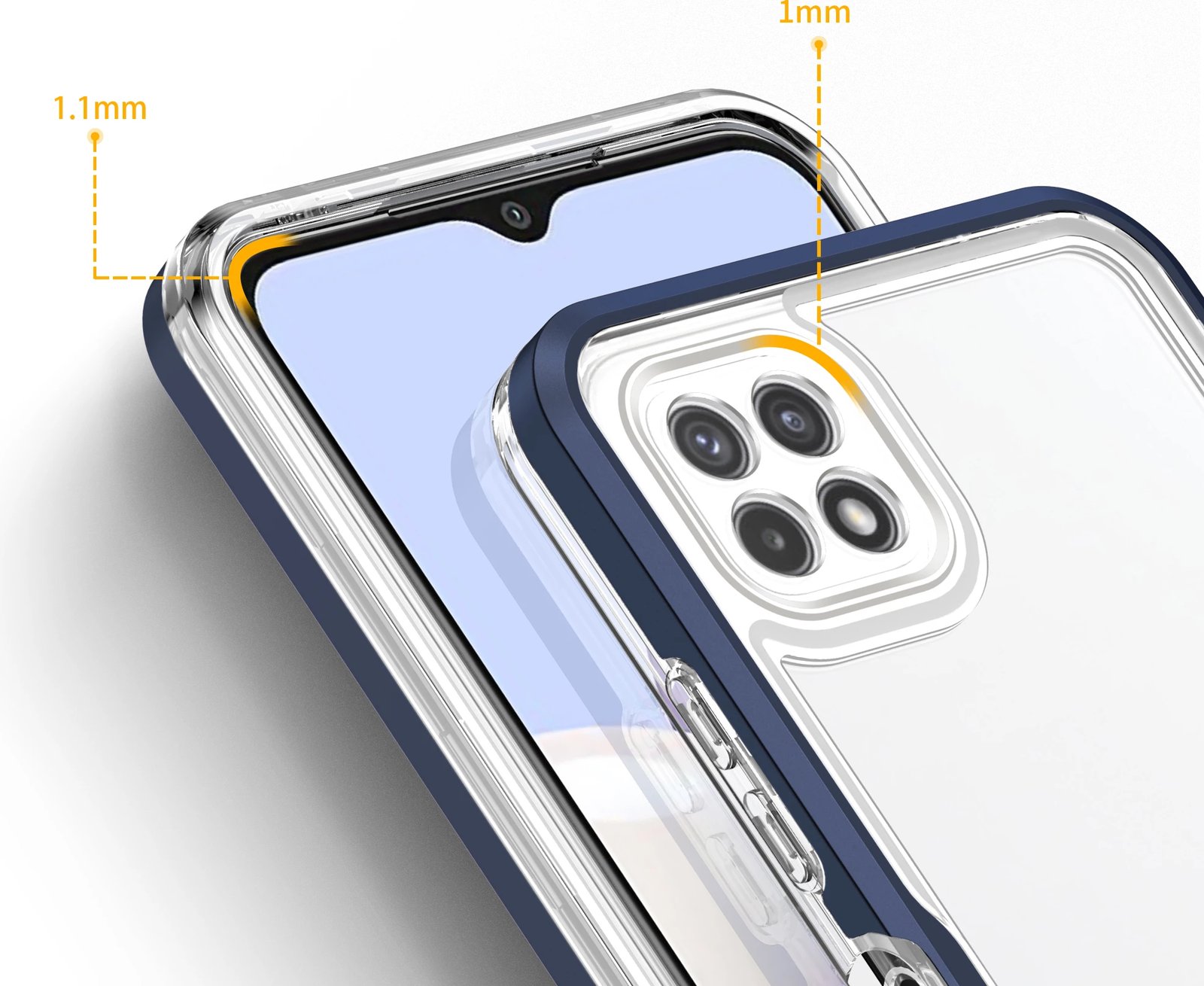 Mbështjellës Hurtel Hybrid Armor Clear 3 in 1 për Samsung Galaxy A22 5G, Blu/Transparent