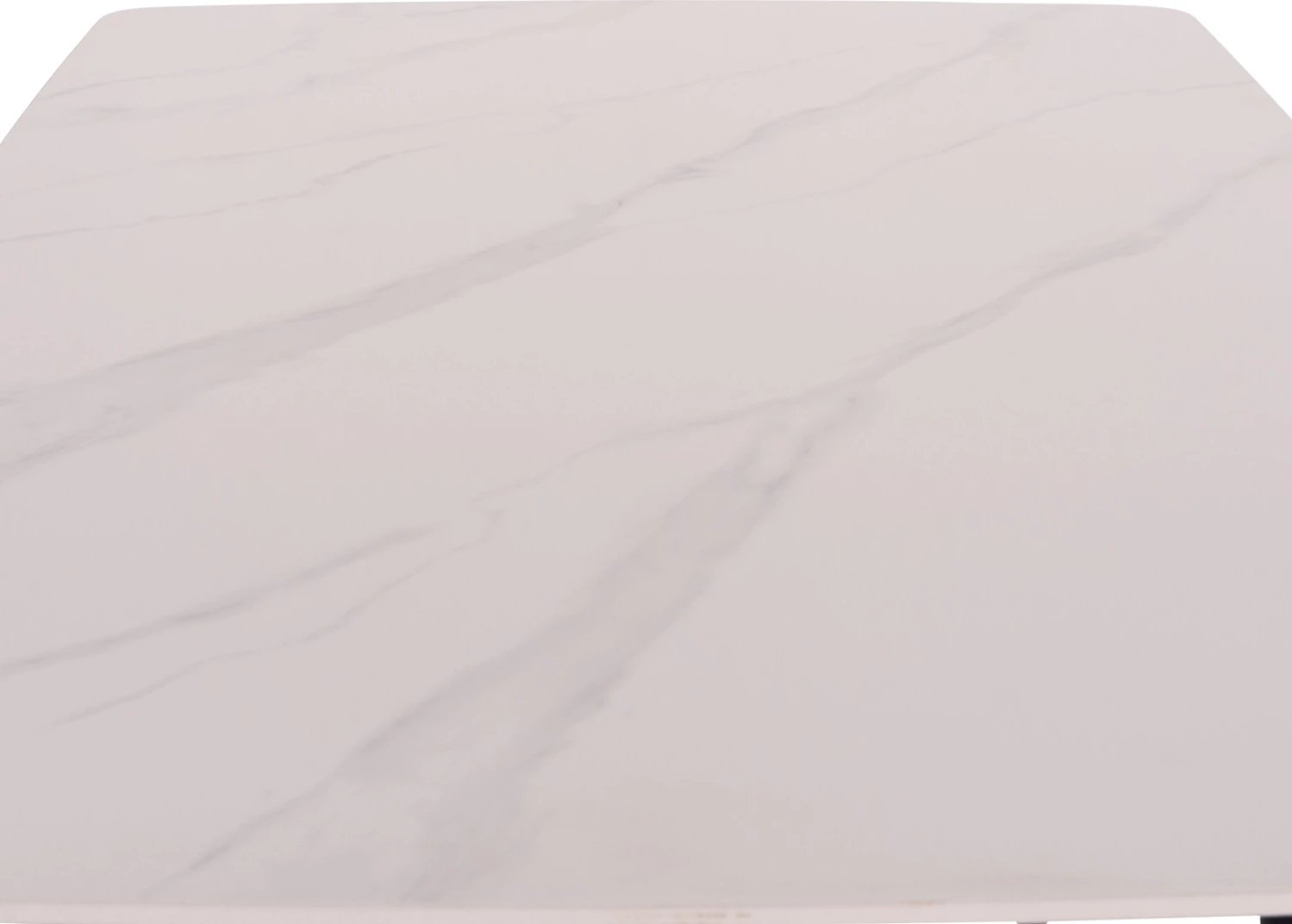 Tavolinë ngrënieje RAVEN, sipërfaqe qeramike, pamje mermeri të bardhë, 160x80x74cm