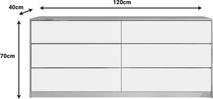 Komodë me sirtarë, ngjyrë e bardhë-natyrale, 120x40x70cm