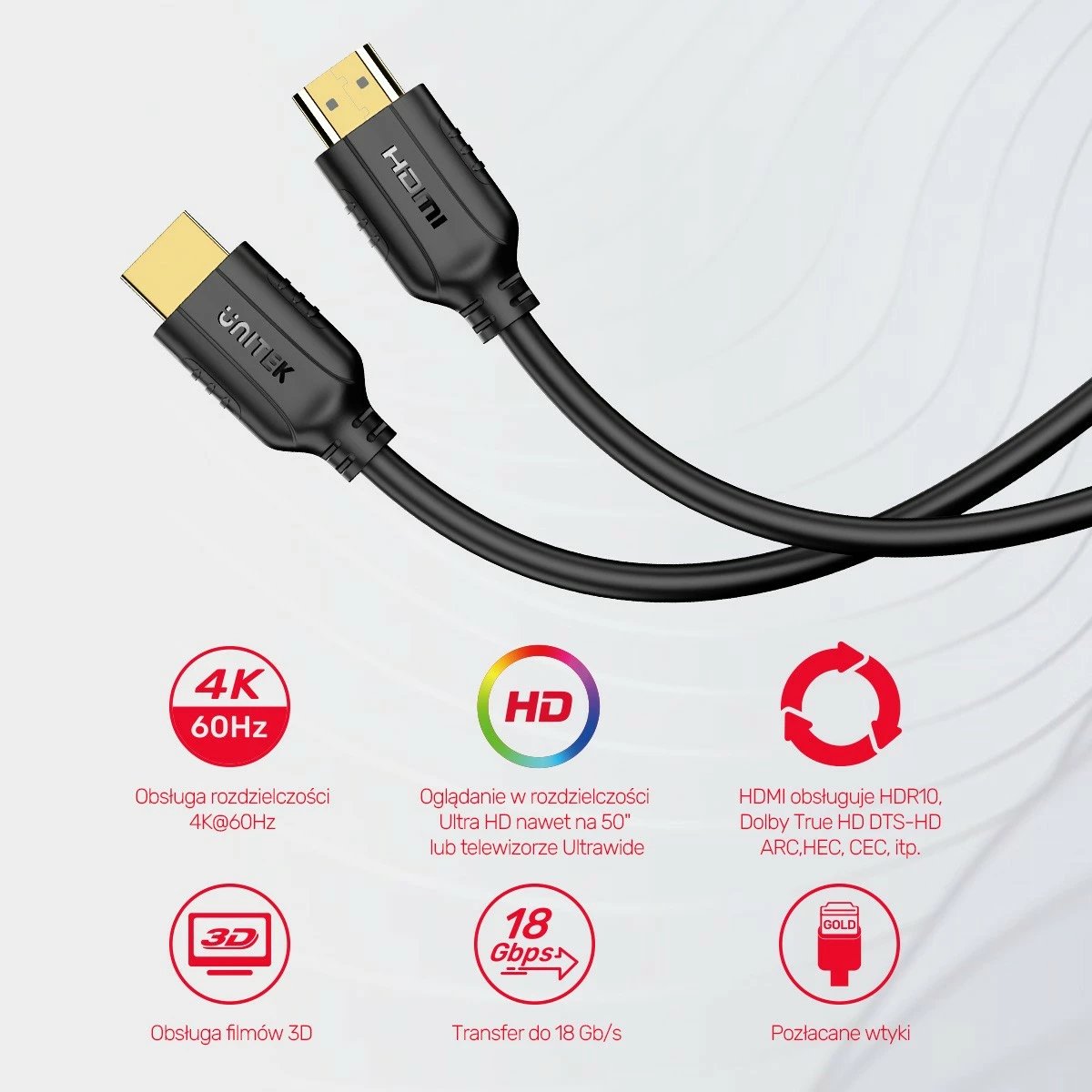 Kabllo HDMI Unitek C11079BK-20M, 20m, 4K 60Hz, e zezë