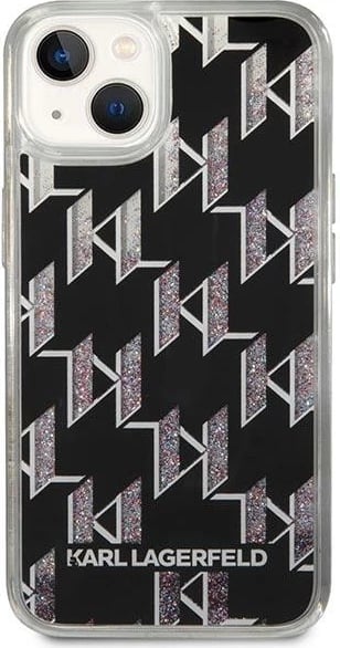 Mbështjellës Karl Lagerfeld KLHCP14MLMNMK për iPhone 14 Plus 6.7", hardcase, Liquid Glitter Monogram, zi