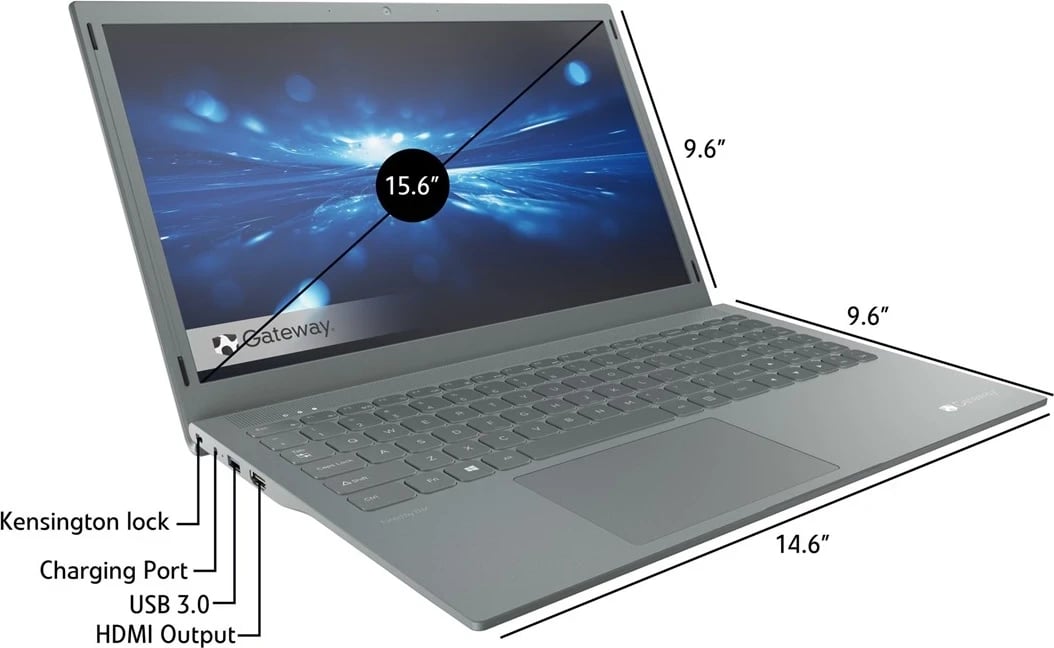 Laptop Gateway GWTN156-11BK, 15.6' Full HD, Intel® Pentium® Silver N5030, 4 GB RAM, 128 GB eMMC, Wi-Fi 6, Ngjyrë Qymyri