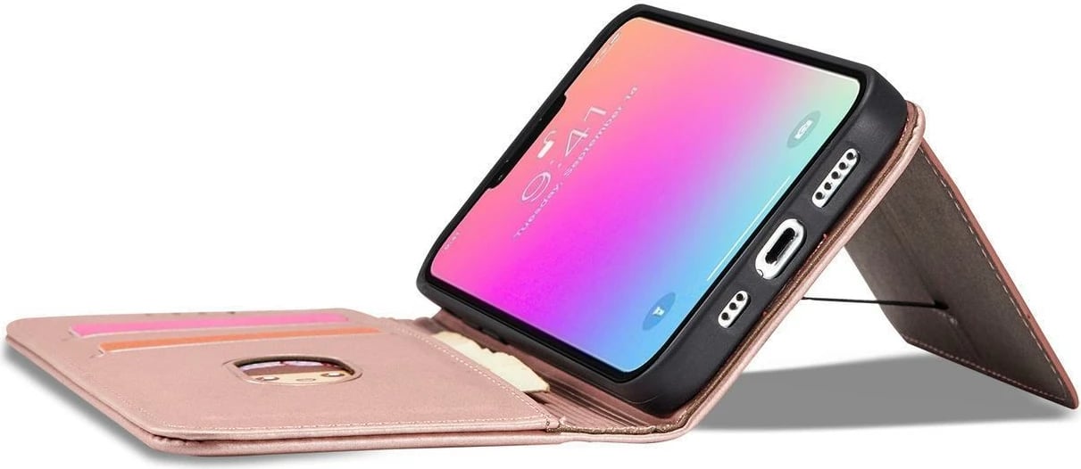 Mbështjellës Hurtel Magnet Card Case për Samsung Galaxy S23+, flip cover, portofol, rozë