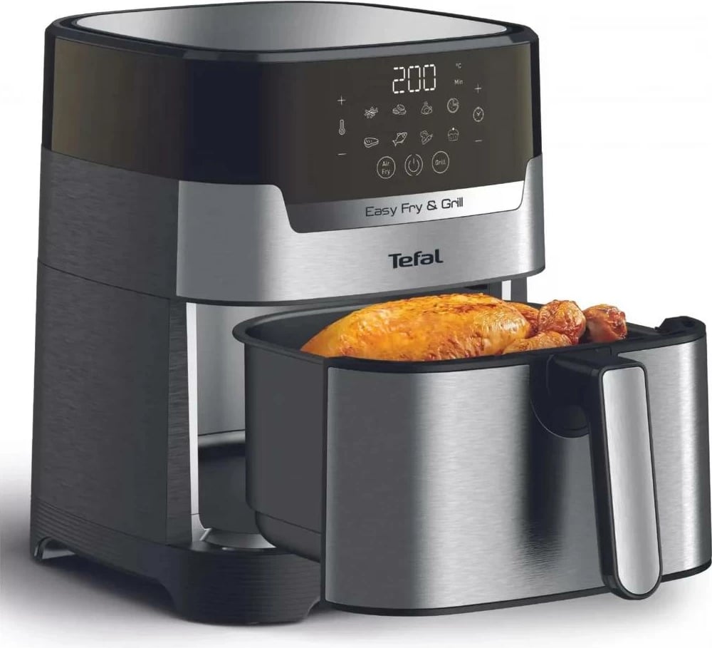 Fritezë ajri 2-në-1 Tefal Easy Fry & Grill EY505D15 4.2L 8 programe 80-200°C çelik inox