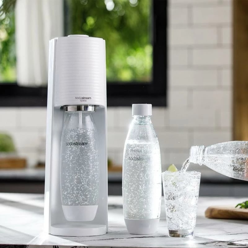 Aparat për ujë të gazuar, SodaStream Terra, Quick Connect CO2 60L + shishe PET 1L, e bardhë