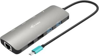 Kasë dokimi i-tec C31NANOHDM2DOCPD, 2x HDMI, USB-C, 100W, Metal, E zezë