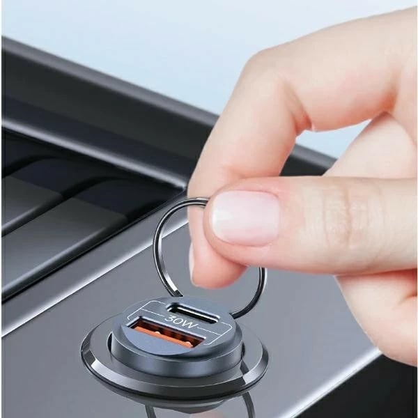 Karikues veture USAMS USA001368, 30W, 1xUSB + 1xUSB-C, Çelik