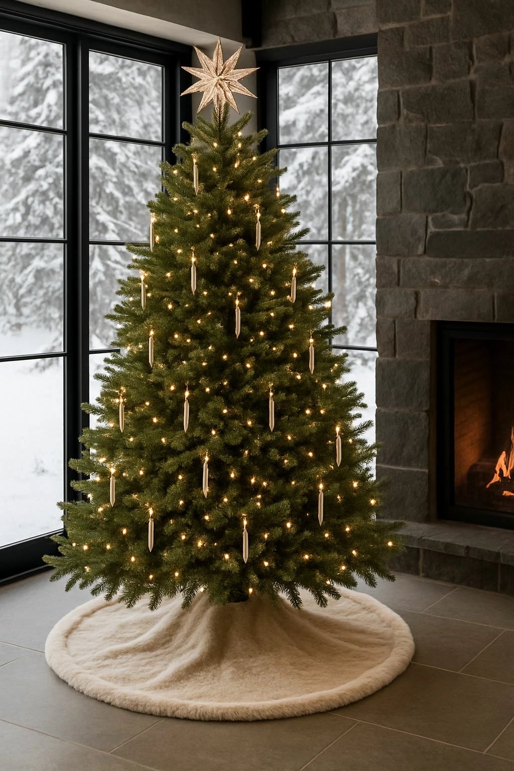 Qilim për pemë të Vitit të Ri, krem, Evila Originals, 150x150 cm, 8 shirita