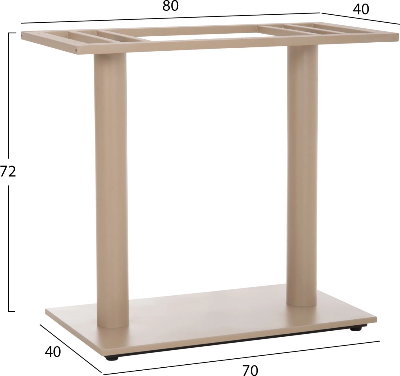 Baza për tavolinë metalike, ngjyrë kapuçino mat, me rregullues lartësie, 80x40x72cm