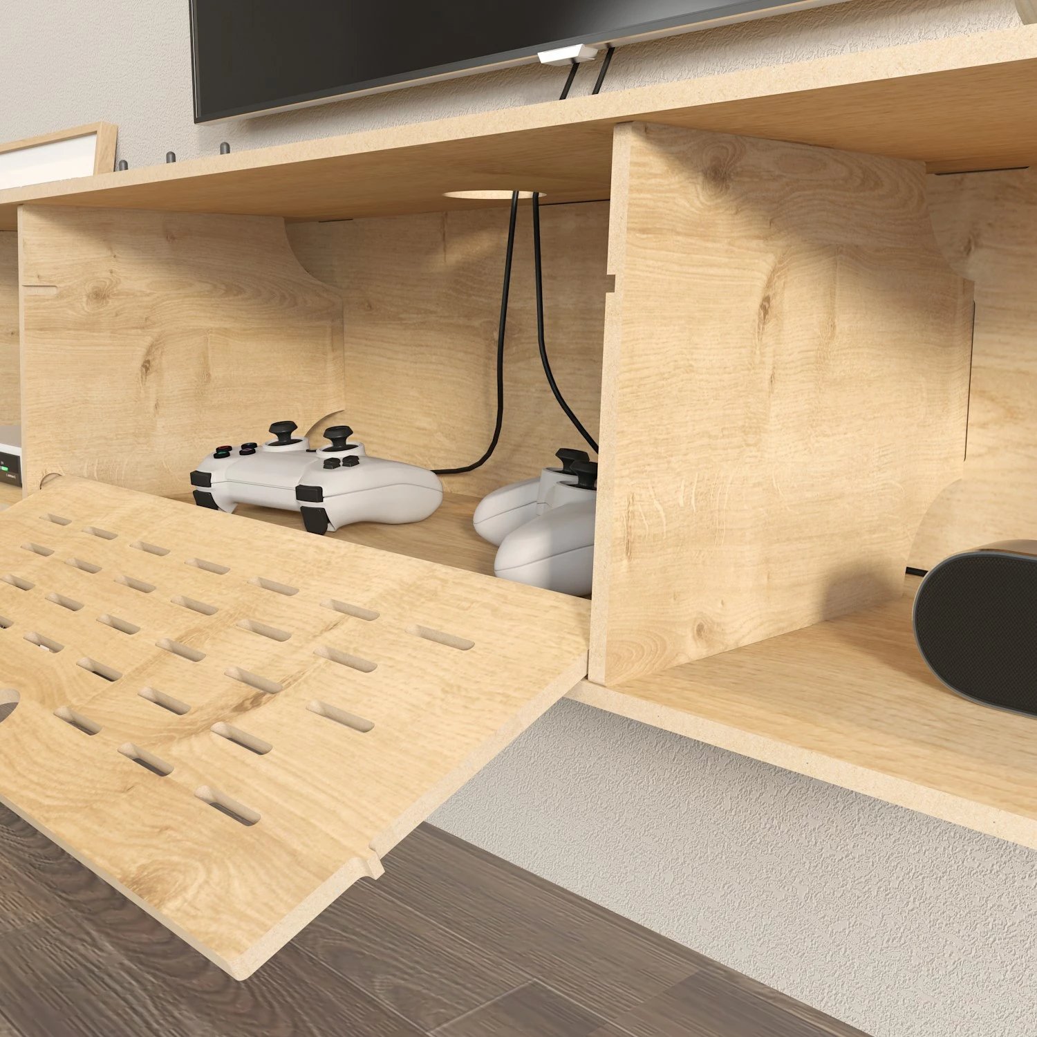 Komodë për TV, Hanah Home, Sima, ngjyrë lisi