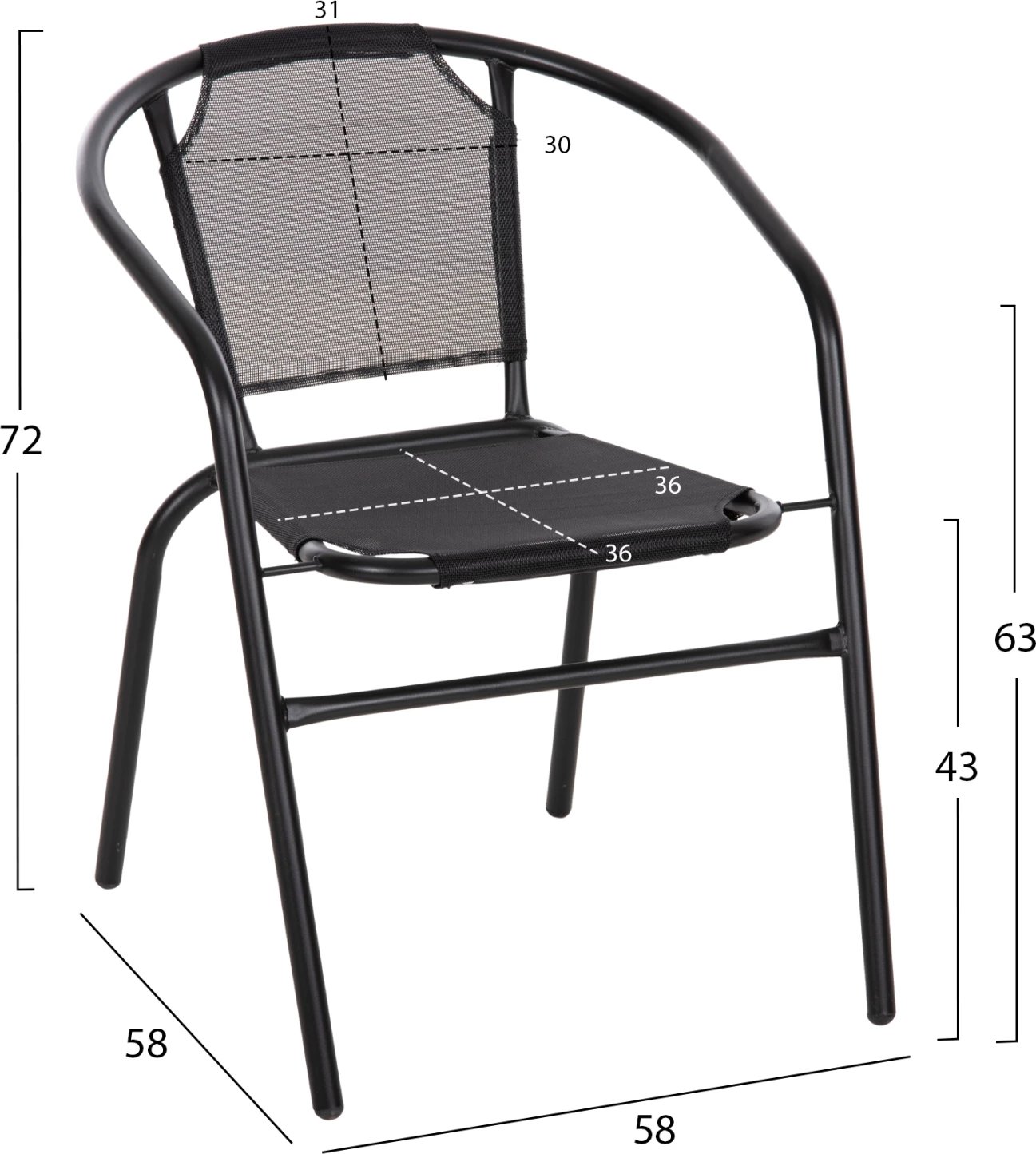 Set për jashtë 3 pjesë FH10713 metal i zi-xham sigurie-tekstilen e zezë