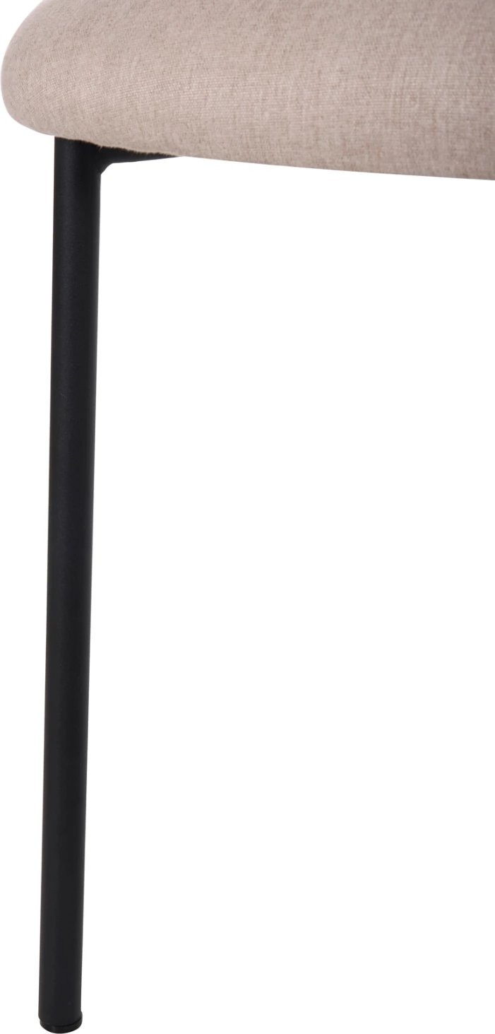 Karrige për ngrënie ISIAH FH9615.03, pëlhurë bezhë, këmbë metalike të zeza, 56x56x76H cm, set prej 2 copash