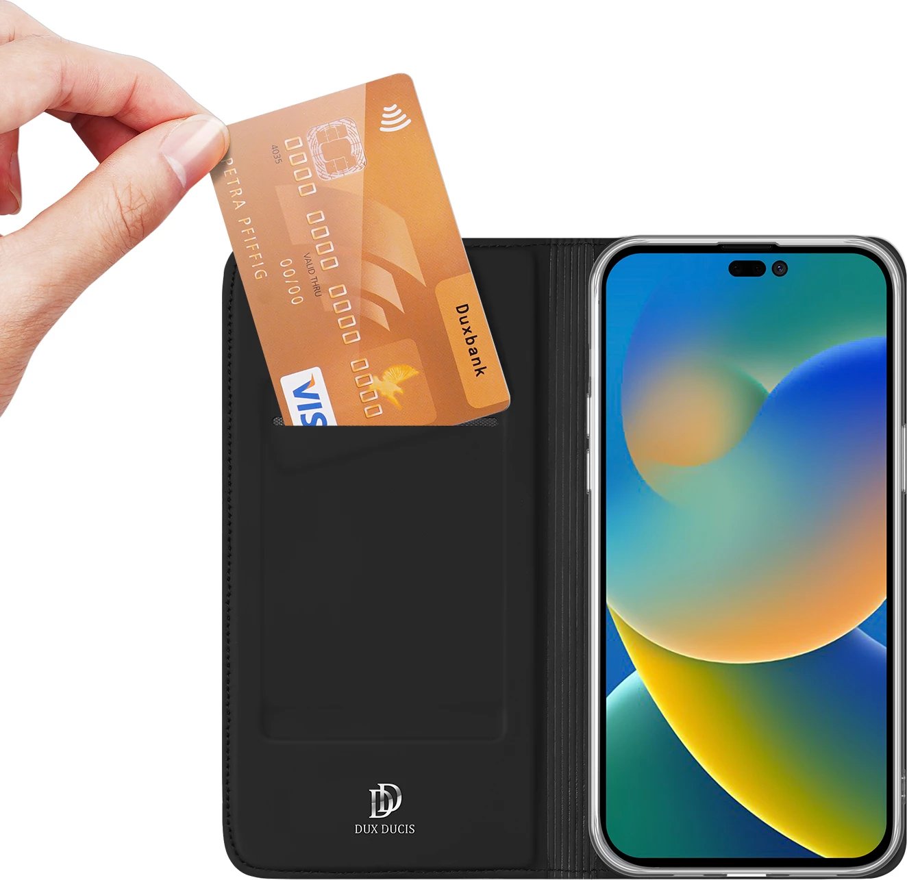 Mbështjellës Dux Ducis Skin Pro për iPhone 14 Pro Max, me kapak, i zi Mbështjellës Dux Ducis Skin Pro për iPhone 14 Pro Max, me kapak, i zi