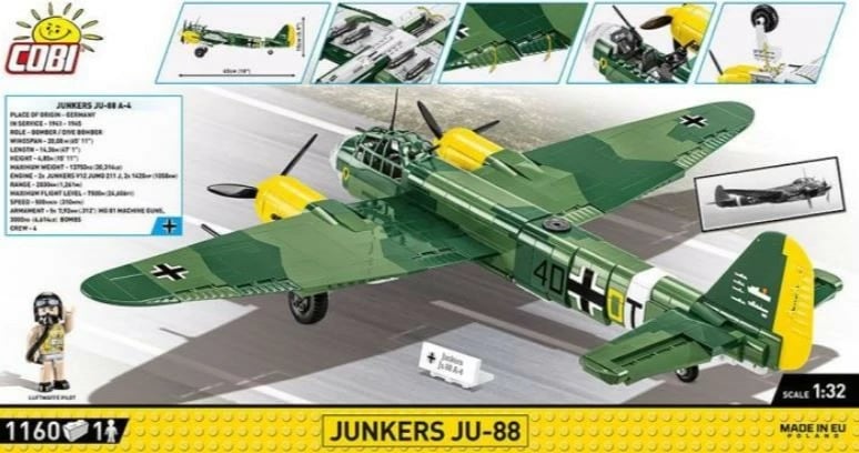 Set ndërtimi Cobi Klocki Junkers JU-88, 1160 pjesë, plastikë, Historical Collection