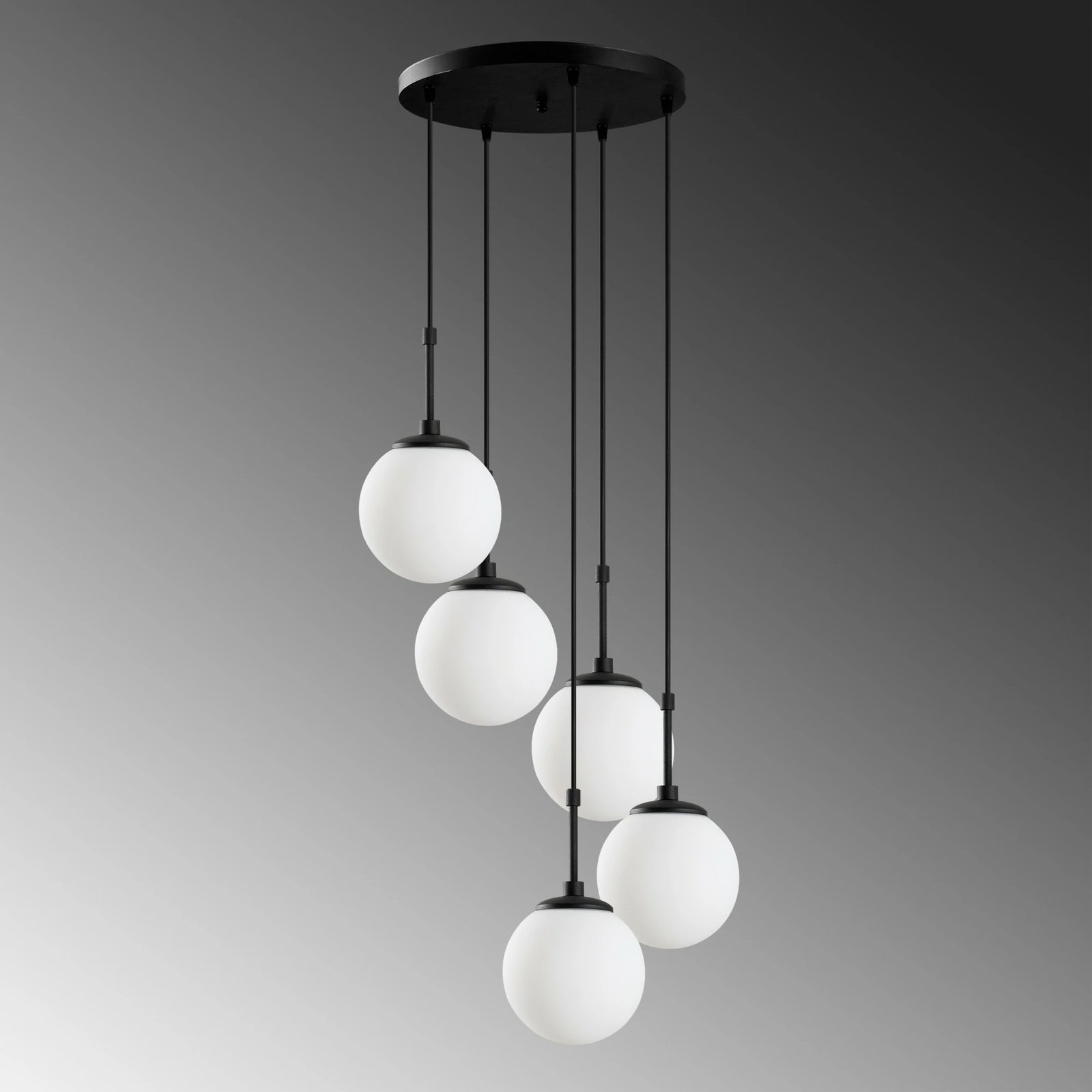 Llambë tavani Opviq, Orbital, e zezë, 5 sfera, 40x40x115cm