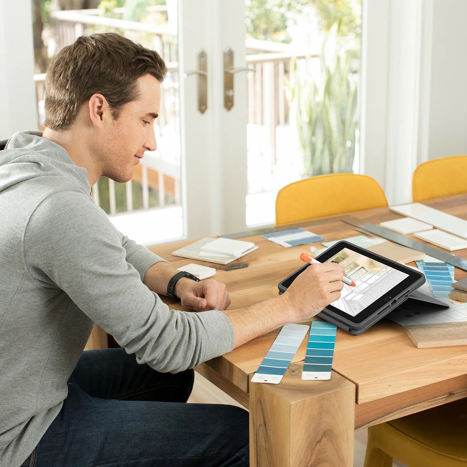 Mbështjellës me tastierë Logitech Rugged Folio për iPad 7/8, AZERTY, grafit