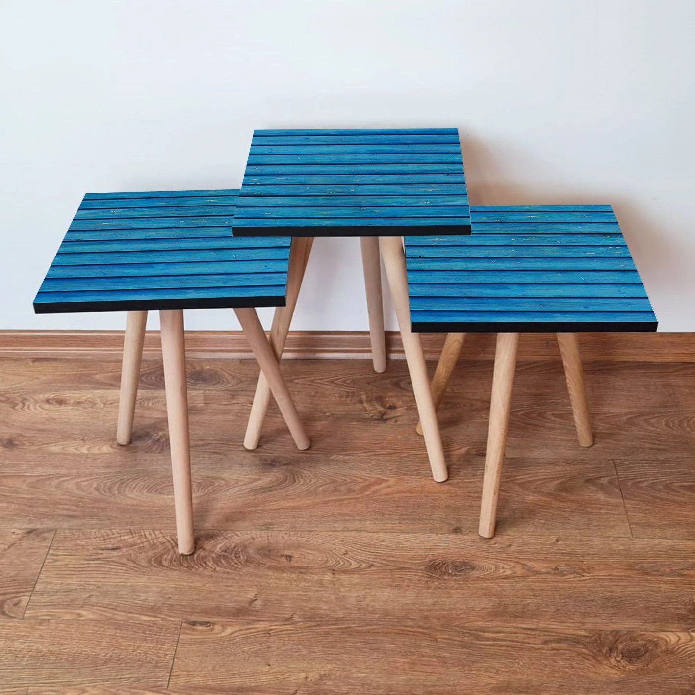 Set tavolinash të mbivendosura, ngjyrë blu, Skye Decor, 3 copë, 3Shp386