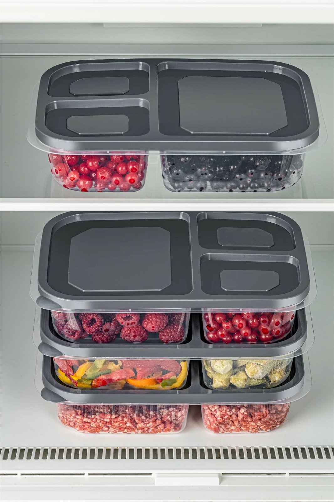 Set kuti plastike për organizim, anthracite, 4 copë, 15x24x5cm