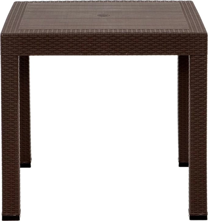 Tavolinë me karrige për terasë, 5 copë, ngjyrë kafe, Hanah Home, ratan, 80x80cm