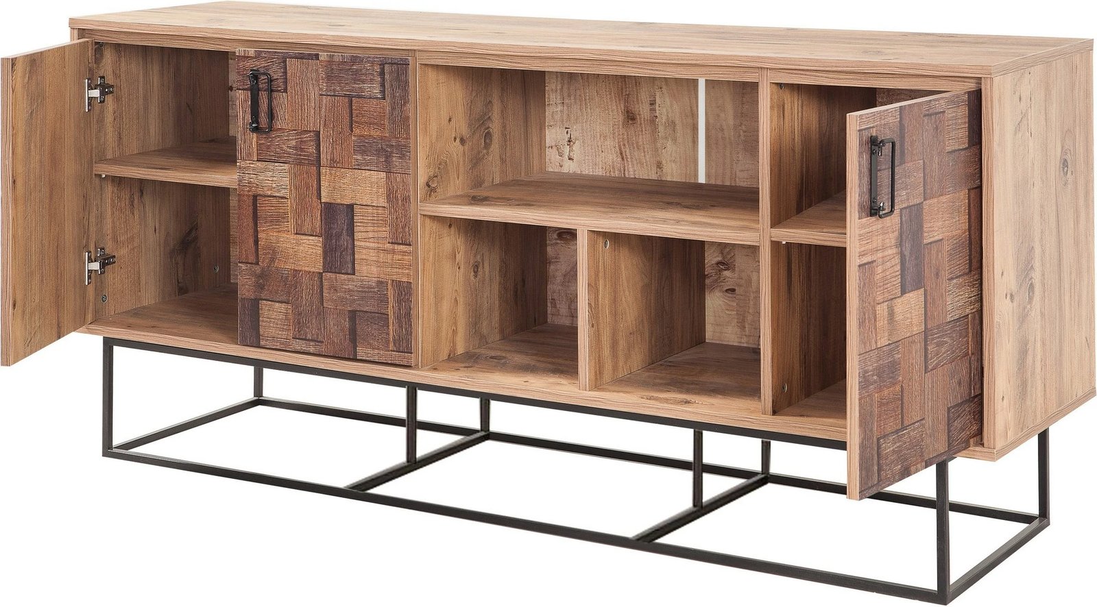 Konsol Quantum Medula, ngjyrë Atlantic Pine dhe e zezë, 180x80x40cm