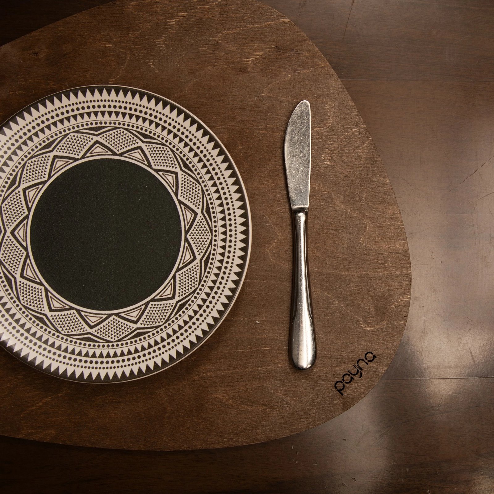 Set nënshtruesish tavoline prej druri (6 copë), Hermia, ngjyrë wenge