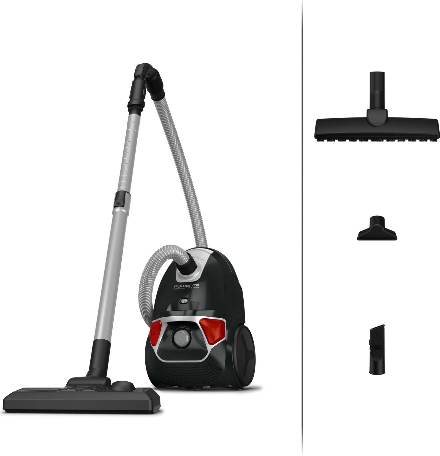 Fshesë me korrent Rowenta RO 3955 Compact Power, qese pluhuri, 6.2m kabllo, e zezë/kuqe