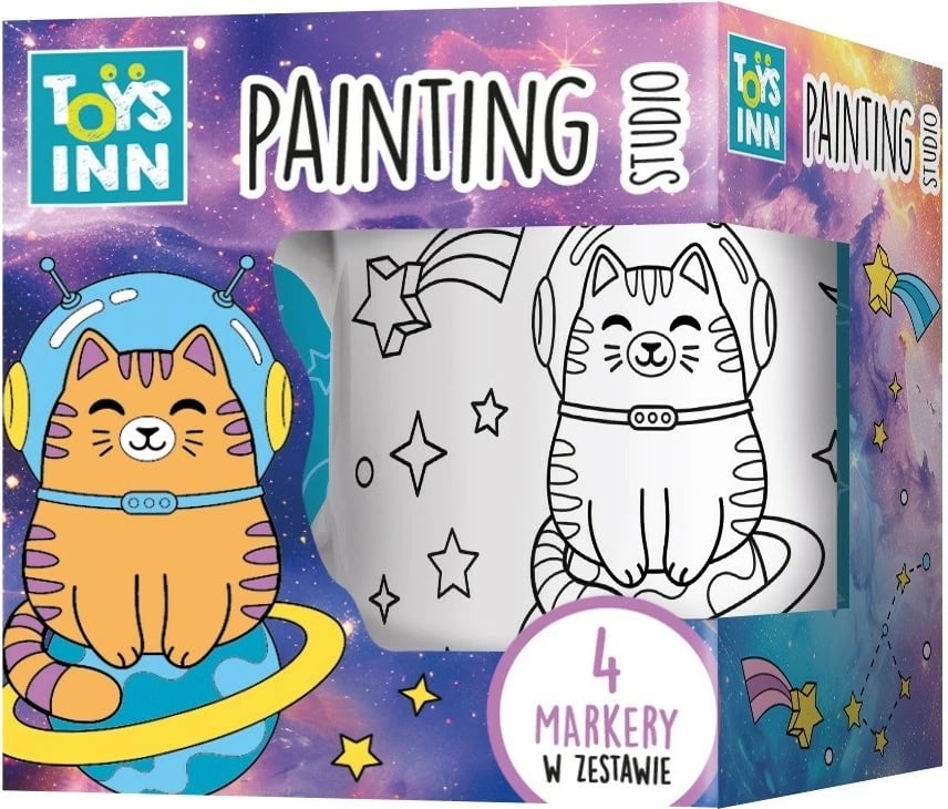 Filxhan qeramike për ngjyrosje Stnux Cat in Space me 4 markera, shumëngjyrësh, set