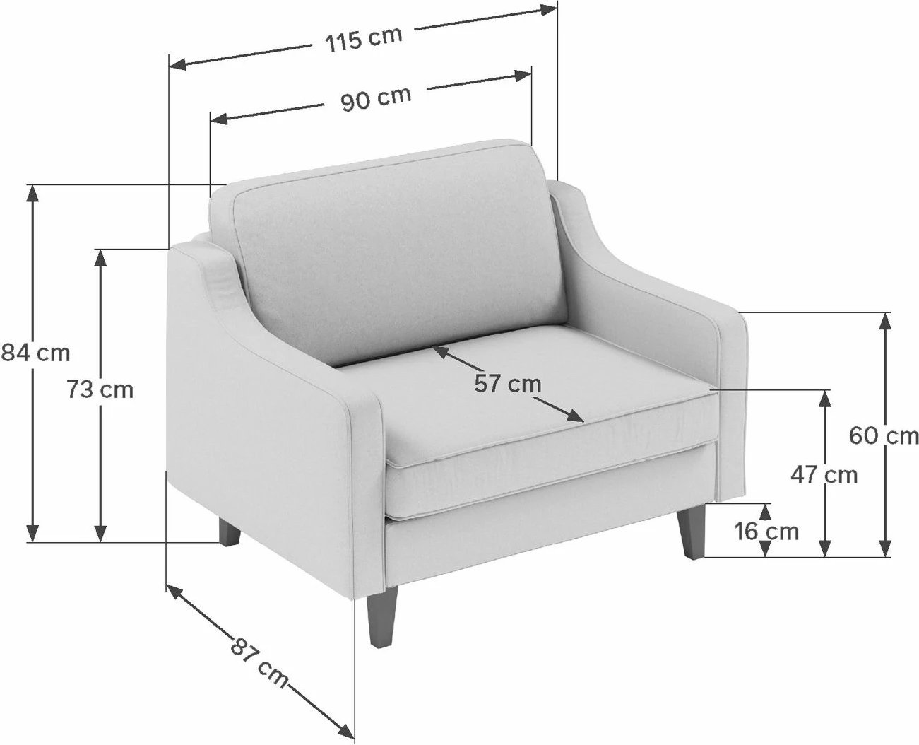 Karrige e madhe Robin, një vend, ngjyrë salmon, këmbë druri, Atelier del Sofa