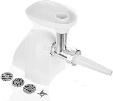 Mulli mishi elektrik Adler CR 4802, 600 W max 1500 W, 3 sita + prerëse, me mbushës salsiçesh, e bardhë