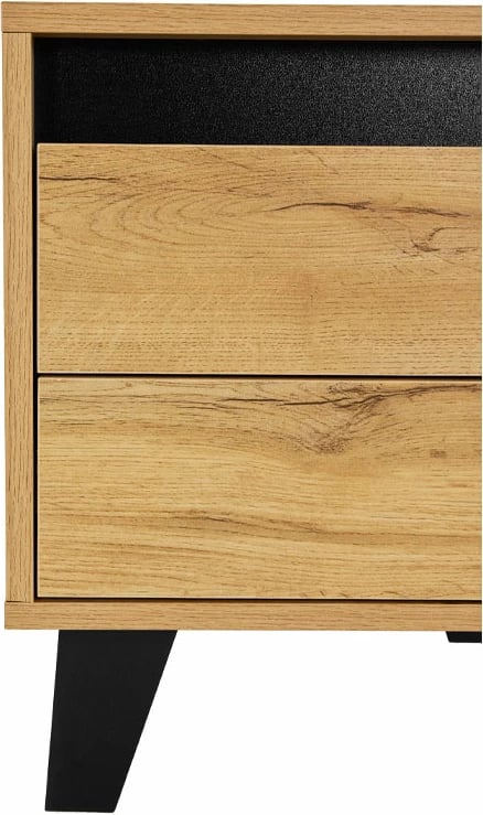 Komodinë Arabica me 2 sirtarë, ngjyrë sonoma dhe e zezë, 40x38x45cm