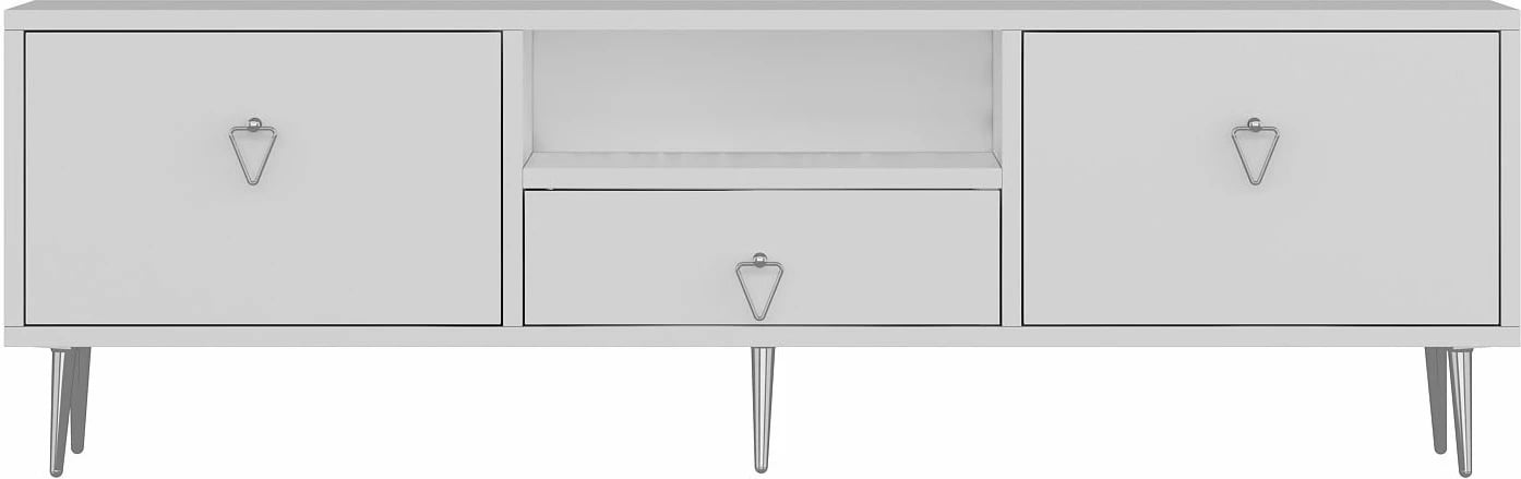 Komodë TV Skye Decor, 1306-DROP-1, e bardhë, argjend