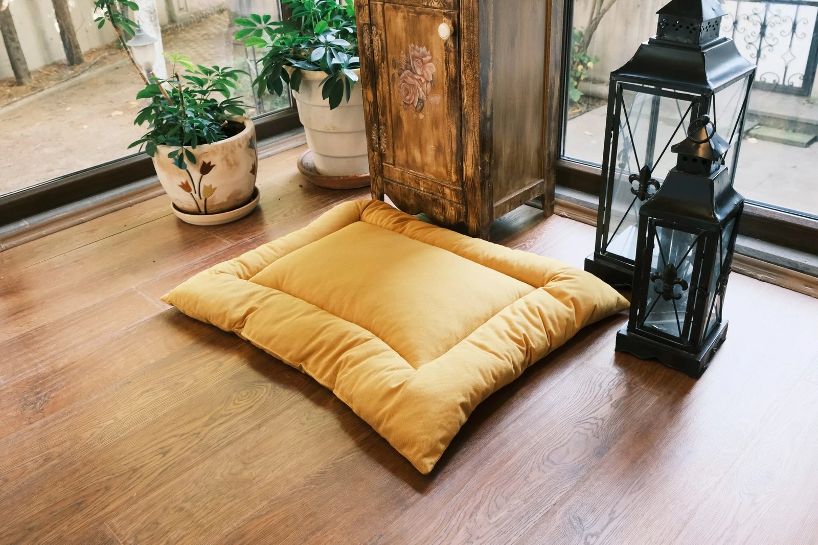 Shtrat për kafshë, ngjyrë mustard, Hanah Home Yui