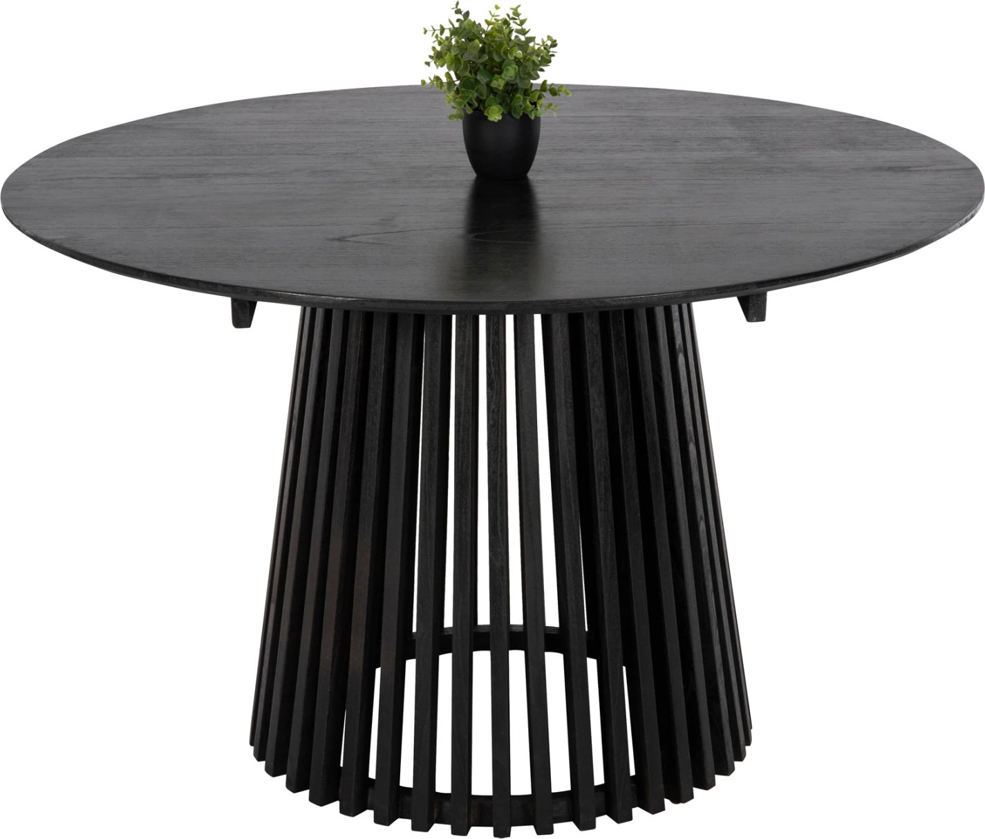 Tavolinë ngrënieje e rrumbullakët, FRANTZ, dru MINDI i fortë, ngjyrë e zezë, Φ120X76.5H cm