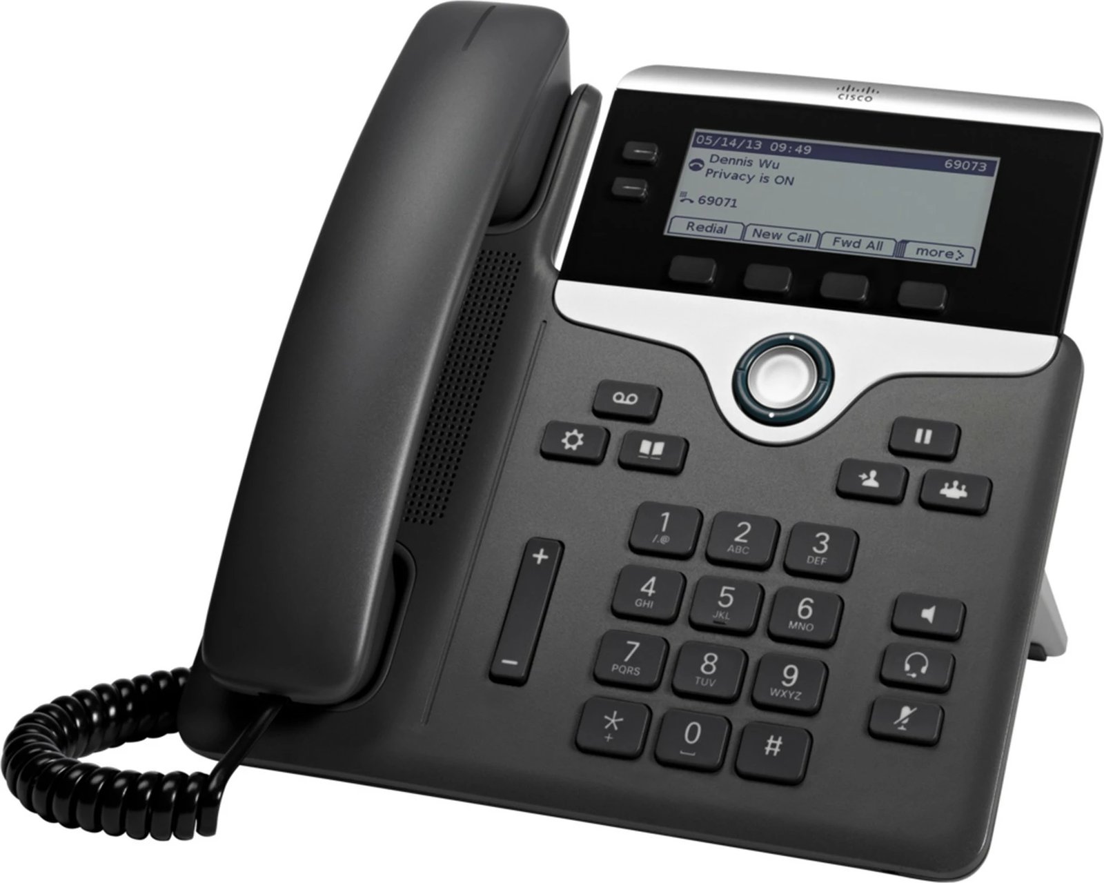 Telefon IP Cisco 7821, 2 linja, ekran 3.5 inç, PoE, zi/argjendtë