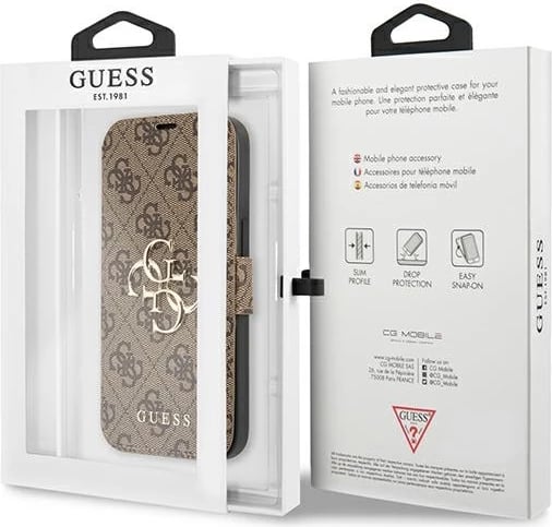 Mbështjellës Guess GUBKP13X4GMGBR për iPhone 13 Pro Max 6.7", bookcase, kafe