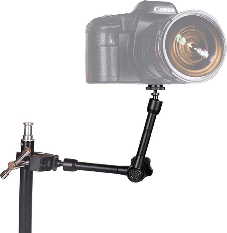 Mbajtës kapëse për kamerë/mikrofon, Hurtel, universal me krah të artikuluar, i rregullueshëm, zi