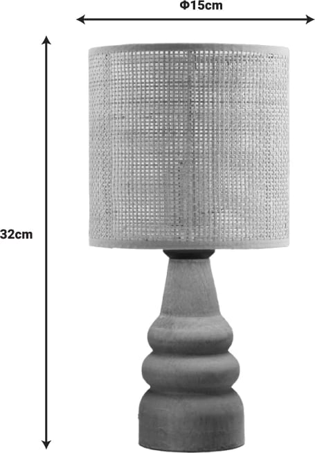 Llambë tavoline Salpe dru ahu dhe PE rattan ngjyrë natyrale D15x32cm