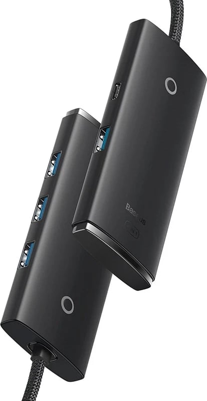 Kasë USB-C Baseus OS-Lite WKQX080101, 4 porta USB 3.0, 25cm, e zezë