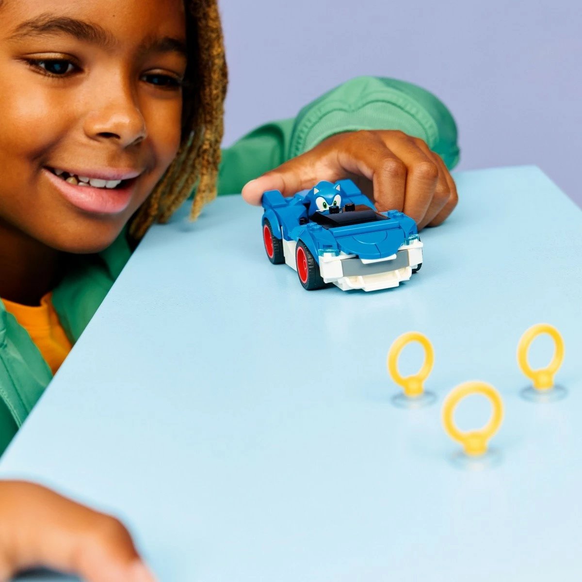 Set ndërtimi LEGO Sonic the Hedgehog 77117 Speedster Lightning 126 pjesë, 7+, blu e bardhë