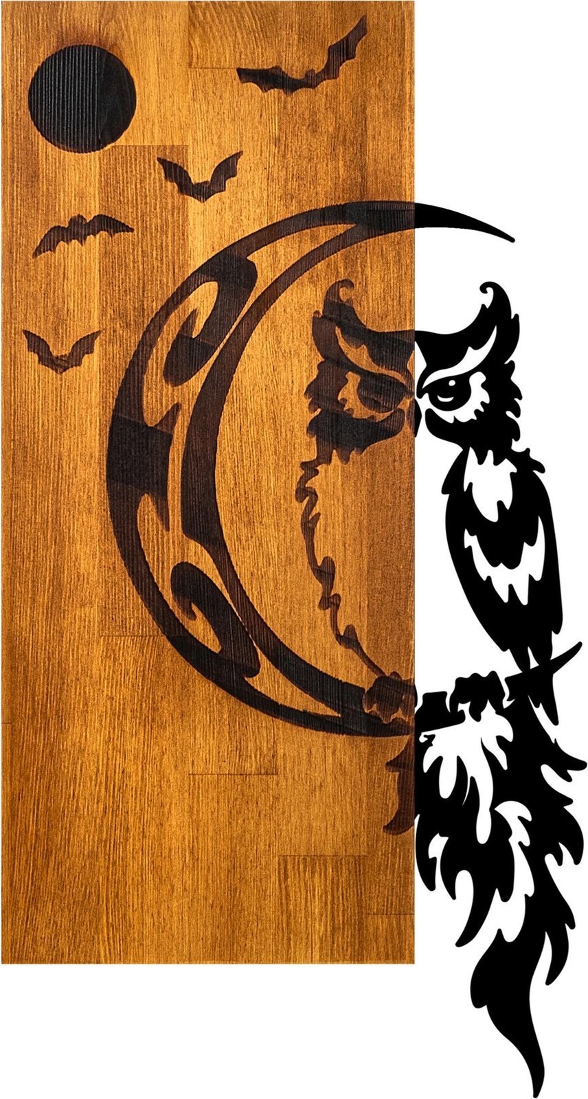 Aksesor dekorativ muri prej druri, Wallity, buf, ngjyrë arre dhe e zezë